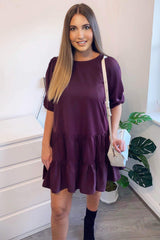 Plum Frill Swing Dress