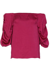 Wine Off The Shoulder Sleeve Detail Top