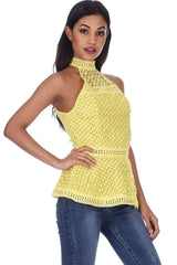 Yellow Crochet Peplum Top