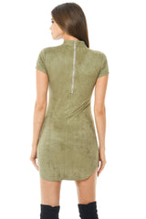 Faux Suede Bodycon Mini Dress