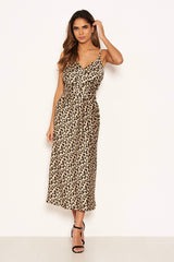 Leopard Print Silky Midi Dress