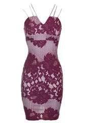 Wine Crochet Strappy Midi Dress