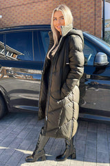 Khaki Long Puffer Coat