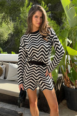 Black And White Zig Zag Crochet Shorts