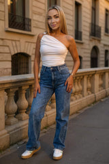Blue High Waist Wide Leg Jeans