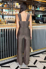 Bronze Sparkle Knot Detail Wide Leg Jumpsuit