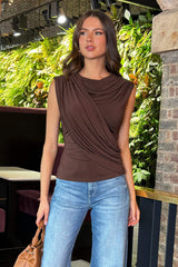 Chocolate Draped Front Top