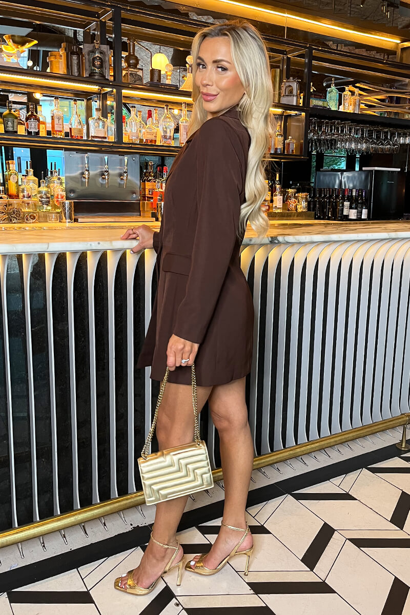 Chocolate Fitted Blazer Mini Dress