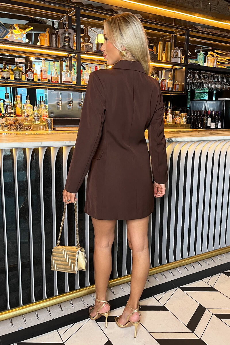 Chocolate Fitted Blazer Mini Dress