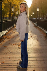 Mocha Marl Button Front Collared Jacket