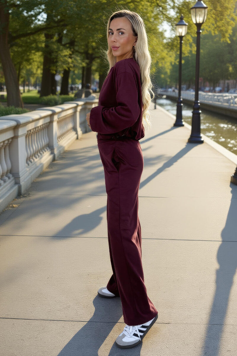 Burgundy Bubble Hem Cropped Soft Bomber Jacket