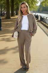 Mocha Wide Leg Soft Trousers