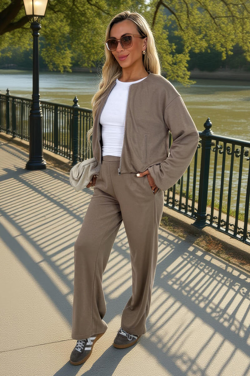 Mocha Wide Leg Soft Trousers