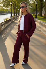Burgundy Wide Leg Soft Trousers
