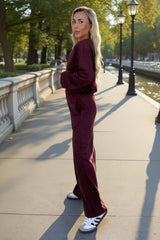 Burgundy Wide Leg Soft Trousers