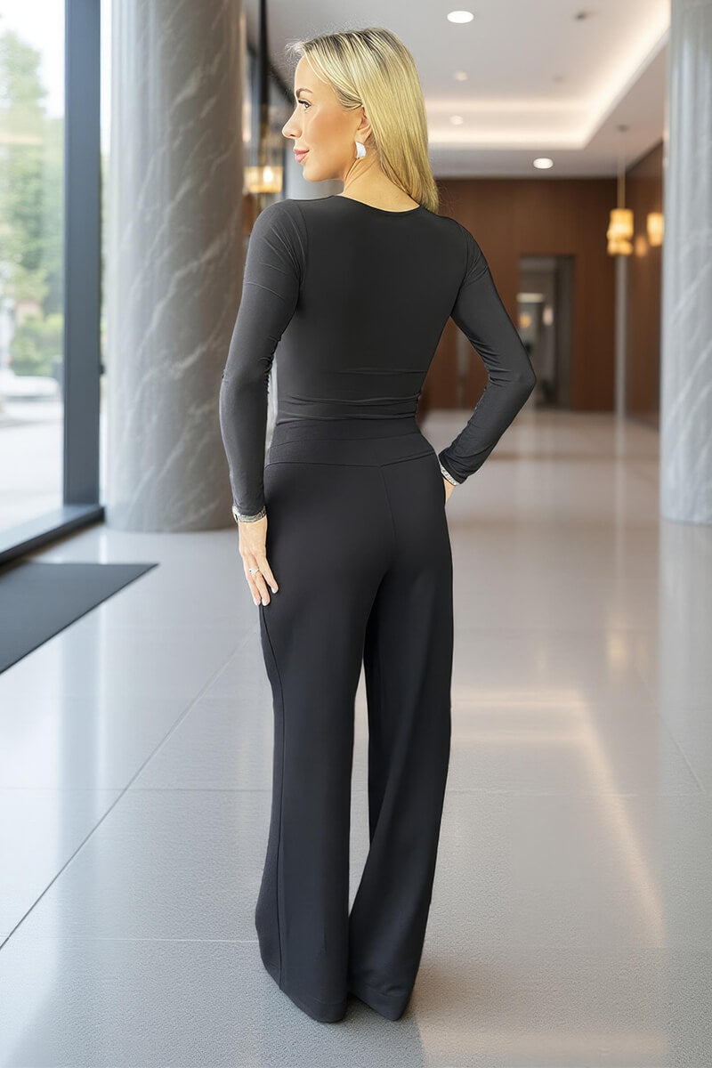 Black High Waist Wide Leg Trousers