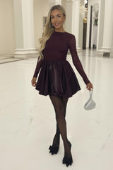 Plum 2 in 1 Diamante Mesh Top Bubble Hem Mini Dress