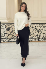 Cream Fluffy Knit Satin Bow Back Jumper