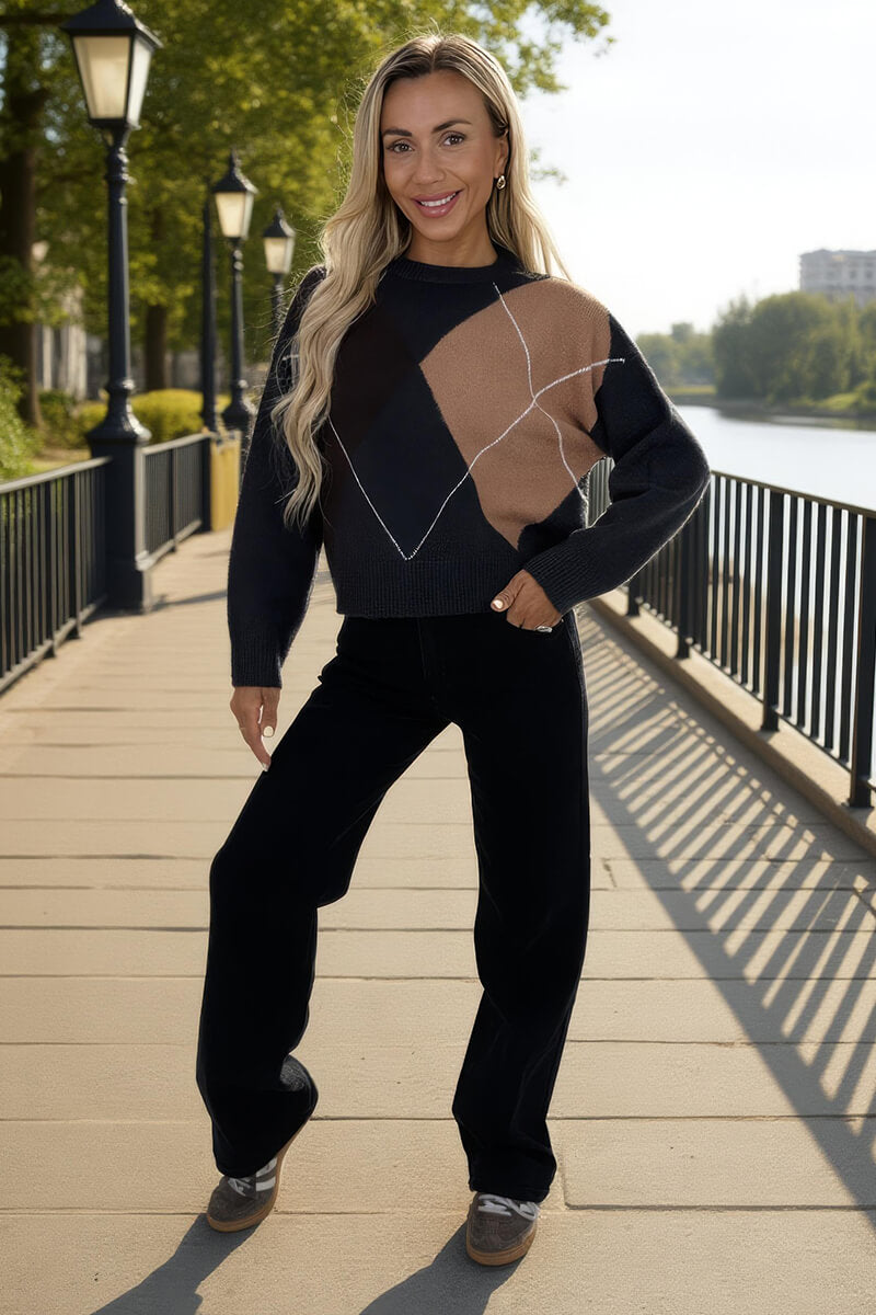 Multi Argyle Crew Neck Jumper