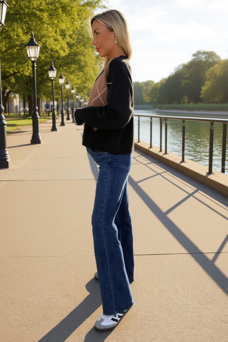 Multi Argyle Button Front Knitted Cardigan