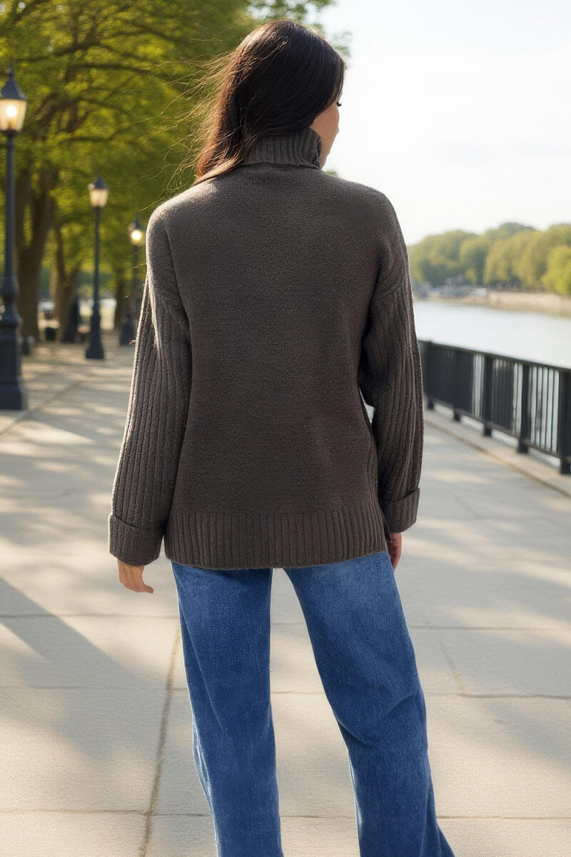 Mink Roll Neck Rib Detail Jumper