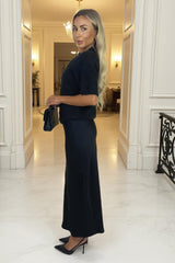 Black Embellished Neck Fluffy Knit Top