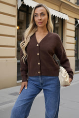 Chocolate Pocket Detail Knitted Cardigan