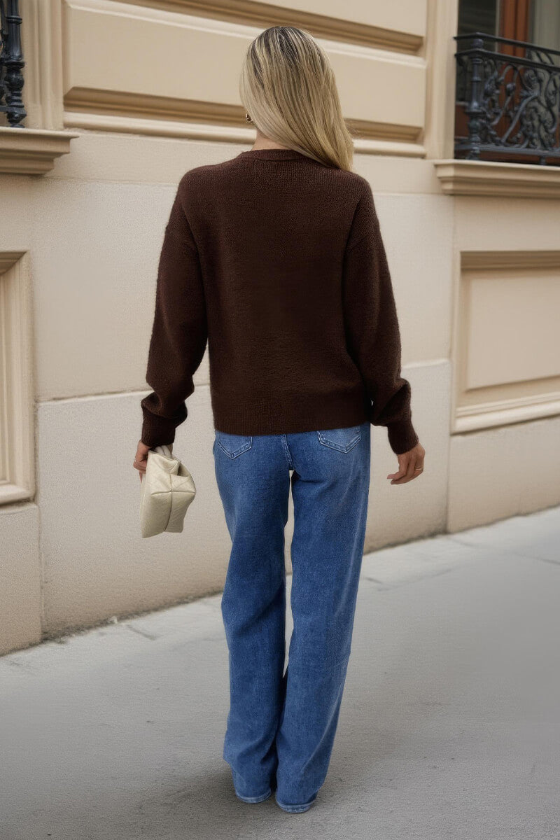 Chocolate Pocket Detail Knitted Cardigan