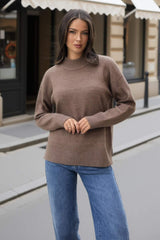 Mink Mock Neck Split Hem Jumper