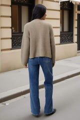 Oatmeal Knitted Gold Button Front Cardigan