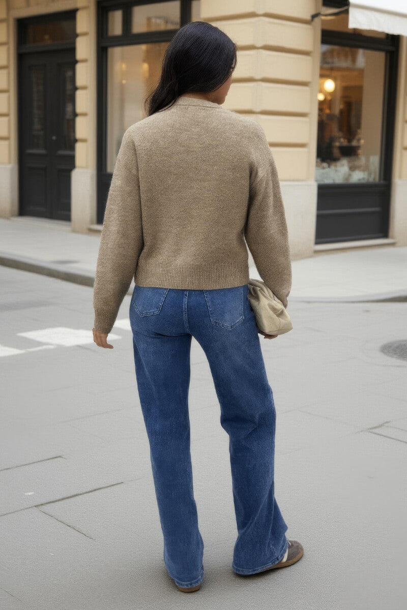 Oatmeal Pocket Detail Knitted Cardigan