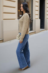 Oatmeal Pocket Detail Knitted Cardigan