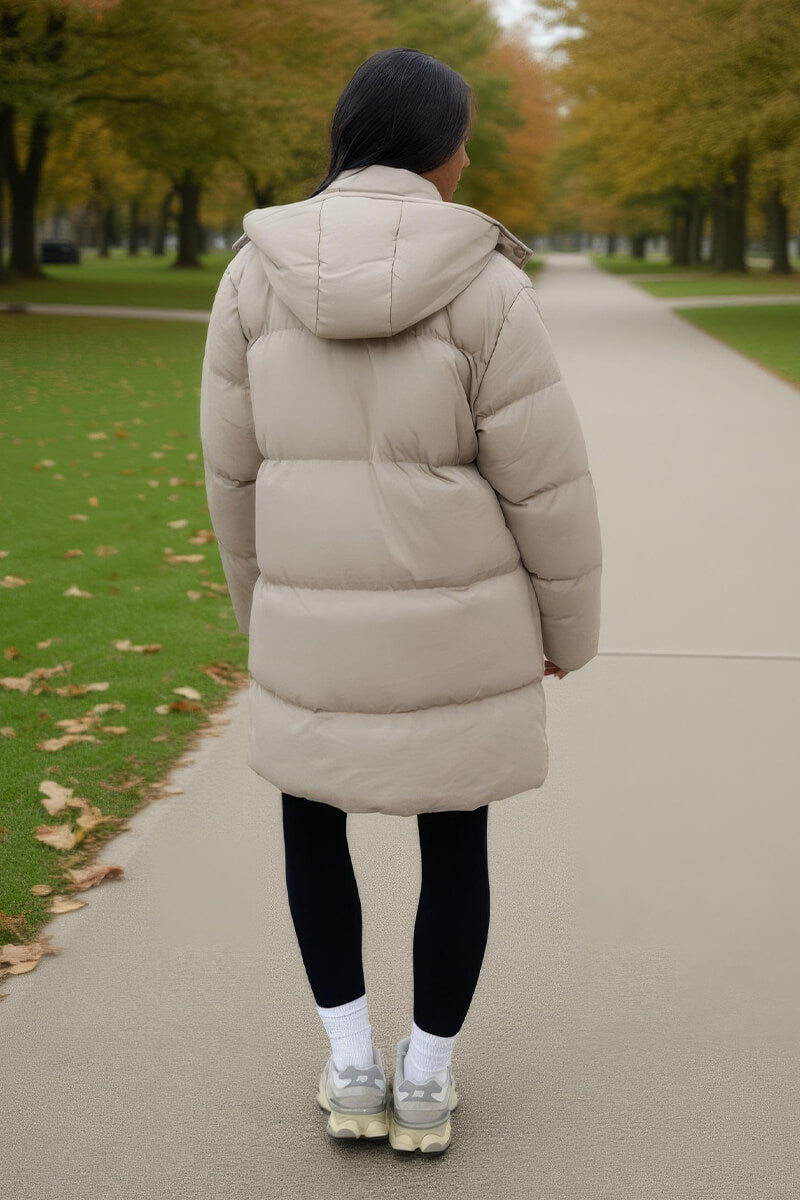 Oyster Hooded Longline Puffer Coat