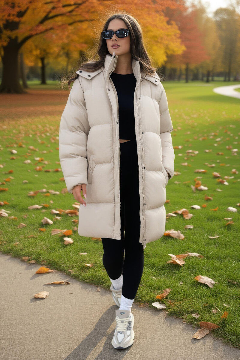 Oyster Hooded Longline Puffer Coat