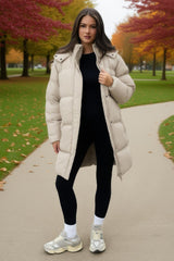 Oyster Hooded Longline Puffer Coat