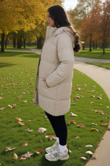 Oyster Hooded Longline Puffer Coat
