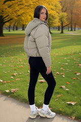 Sage Hooded Short Puffer Coat