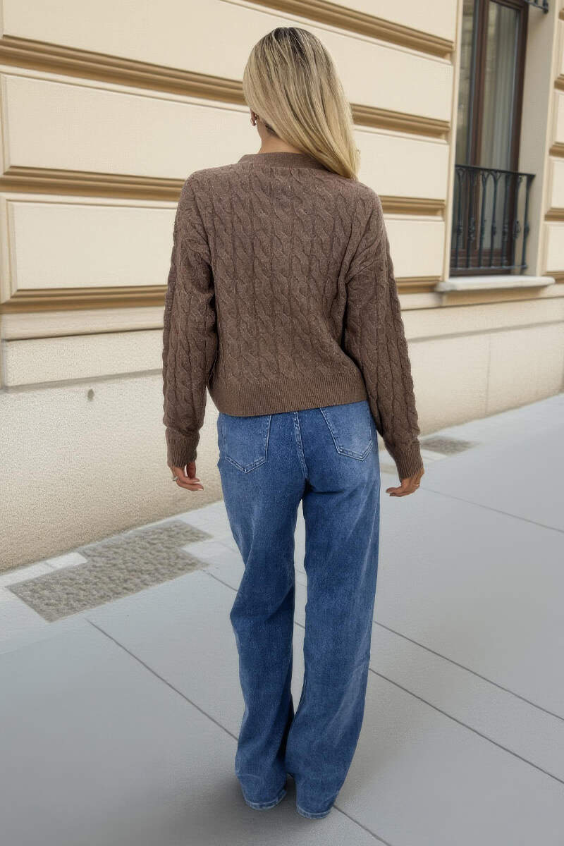 Mink Cable Knit Gold Button Cardigan