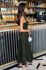 Forest Square Neck A-line Midi Dress