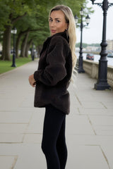 Chocolate 1/4 Zip Teddy Sweatshirt