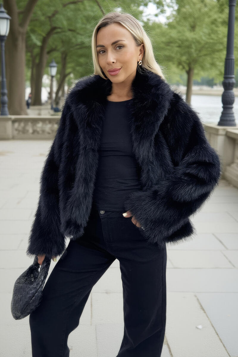 Black Faux Fur Short Jacket