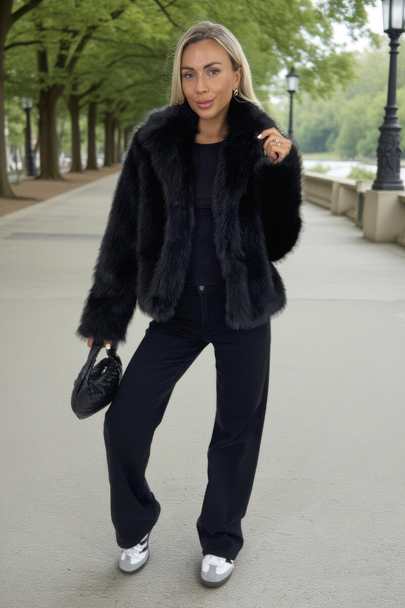 Black Faux Fur Short Jacket