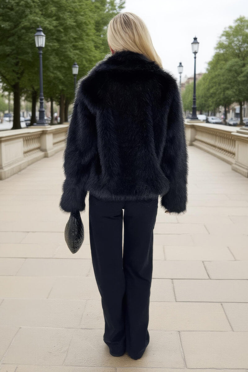 Black Faux Fur Short Jacket