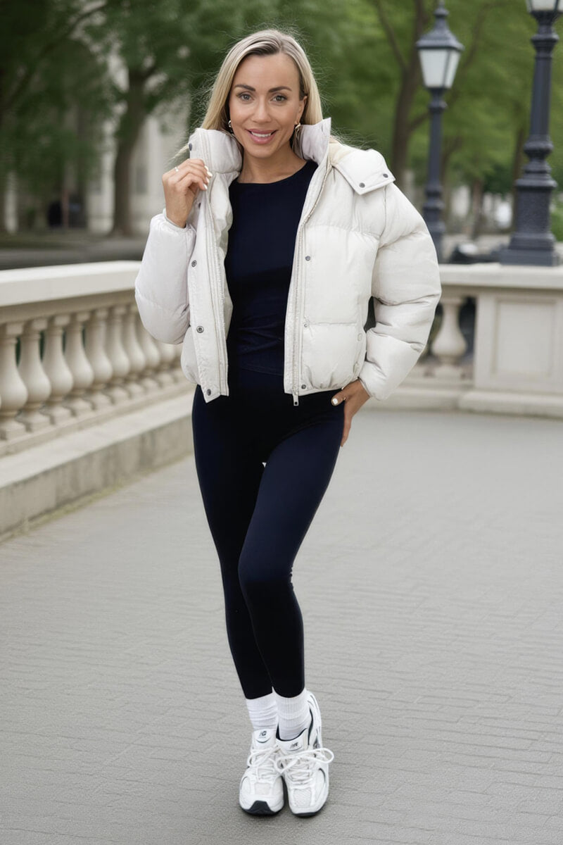 Oyster Hooded Short Puffer Coat