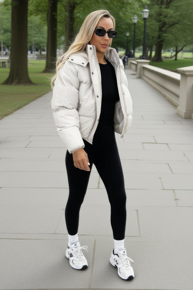 Oyster Hooded Short Puffer Coat