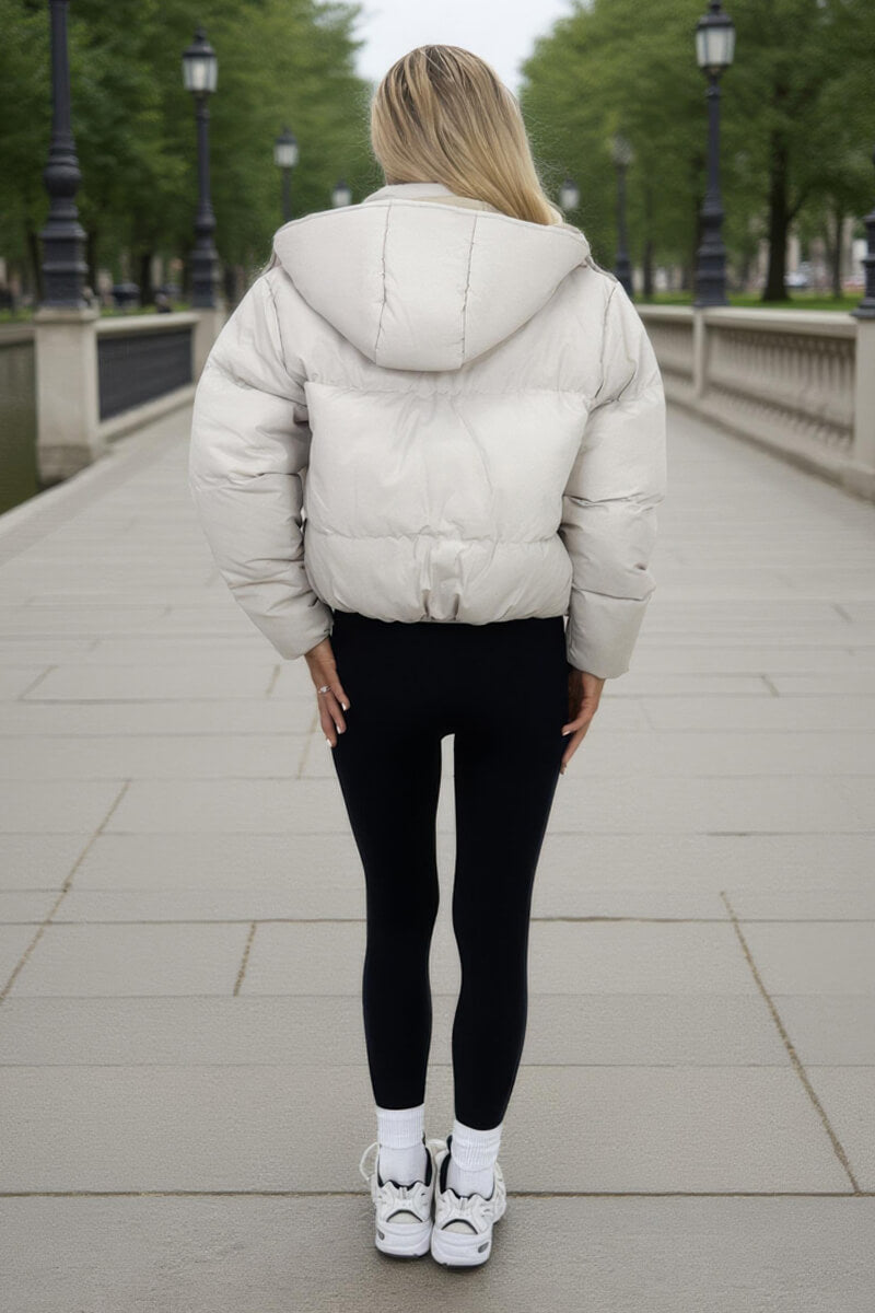 Oyster Hooded Short Puffer Coat