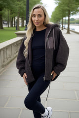 Chocolate Pocket Detail Hooded Teddy Jacket