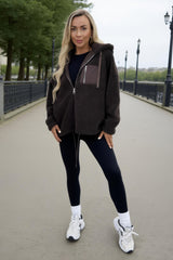 Chocolate Pocket Detail Hooded Teddy Jacket
