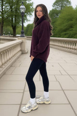 Burgundy 1/4 Zip Teddy Sweatshirt