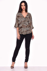 Animal Print Tie Detail Top